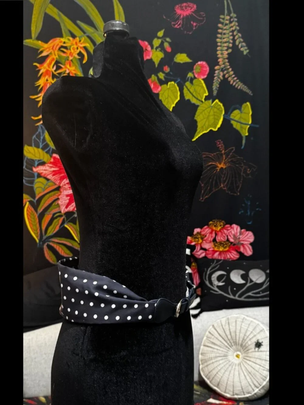 Talbots Scarf Belt, Navy Polka Dot, Harness Buckle, Small